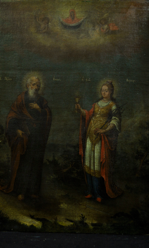 Saint Élisée et Sainte Barbe après restauration